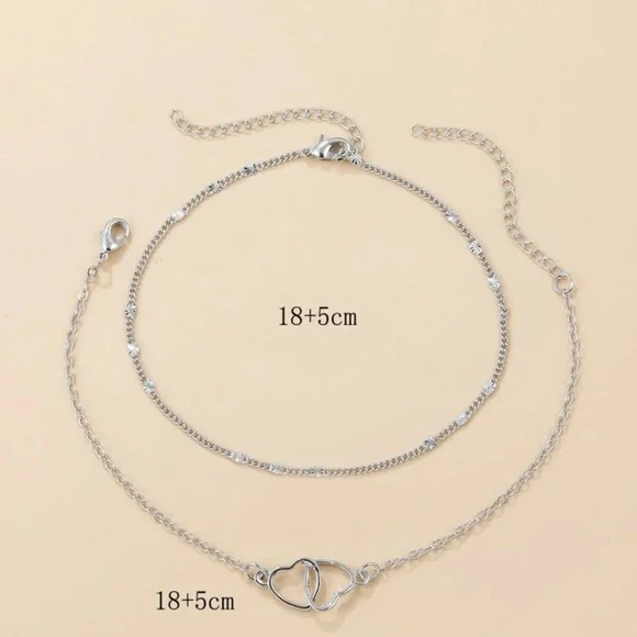 2pcs Heart Decor Bracelet Silver For Women Wedding Party - Picture 5 of 5